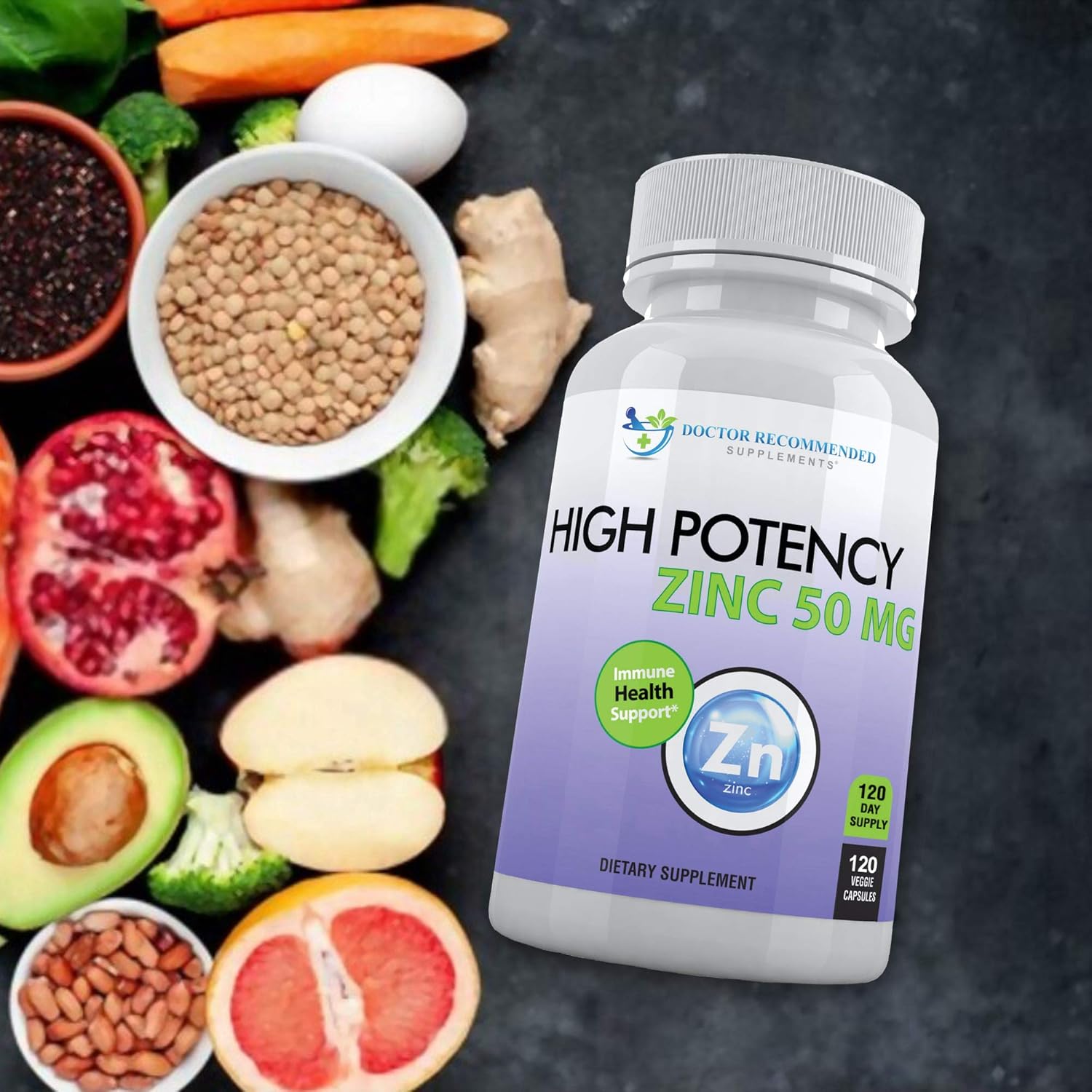 Zinc 50mg - Zinc Picolinate Immune Health Support Supplement 120 Veggie Capsules for Adults and Kids Vitamin, Well-Absorbed High Potency Pure Zinc Supplements - 50mg Per Serving: Health & Personal Care