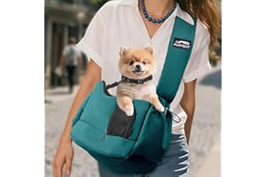 FURTENT Dog Carrier Sling for Small Dogs & Cats Hand-Free Puppy Sling Purses with Storage Bag and Adjustable Shoulder Strap, Pet Sling Carrier Up to 8.8 Lbs (Blue)