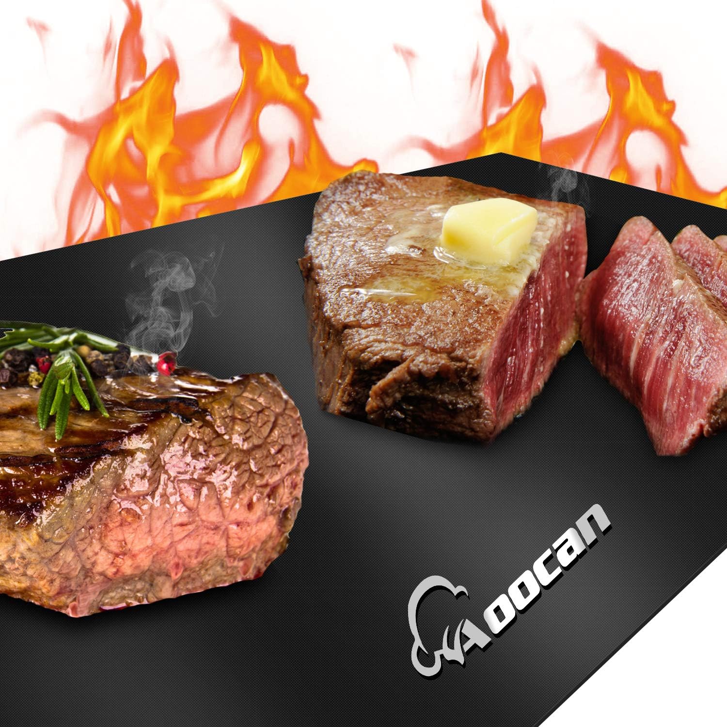 Aoocan Grill mat Set of 3, Heavy Duty 600 Degree Non Stick Grill mats for Under Outdoor Grill, BBQ mat, Reusable, Easy to Clean - Works on Gas Charcoal Electric - Cut to Any Size - 23x16 in, Black : Garden & Outdoor