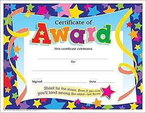 Trend Enterprises Certificate of Award Colorful Classics Certificates, 8.5 x 11 Inches - 30 Piece, (T-2951)