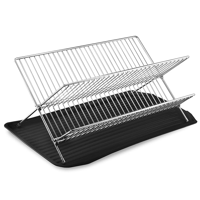 Ybm Home Steel Collapsible Dish Drying Rack Foldable Kitchen Plate Rack