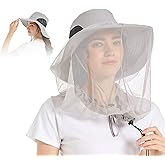 Mosquito Head Net Hat - Bug Cap UPF 50+ Sun Protection with Hidden Netting for Beekeeping Hiking Women