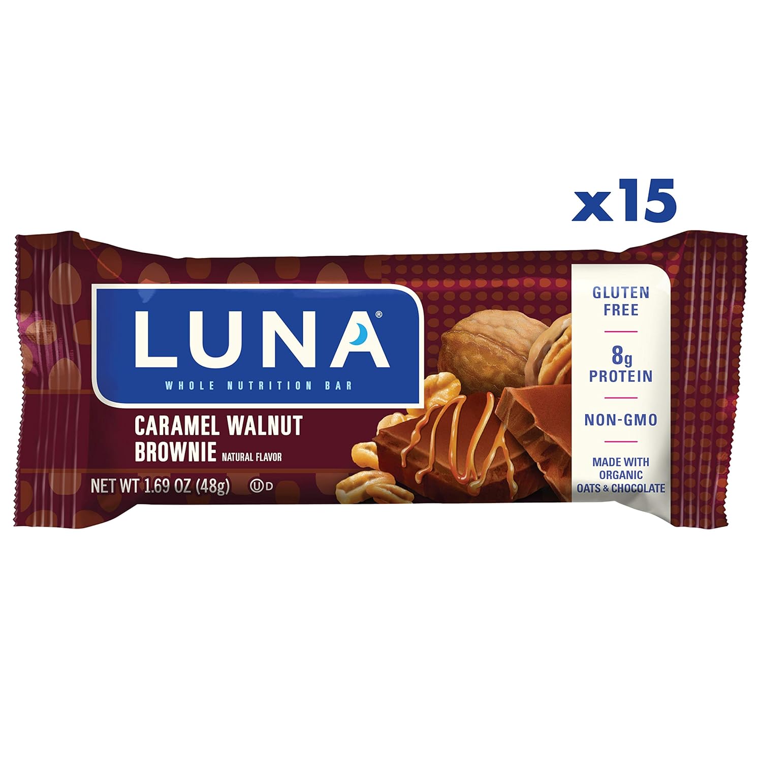 LUNA BAR Gluten Free Bars Caramel Walnut Brownie (1.