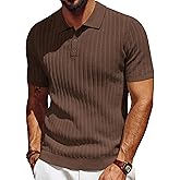 PJ PAUL JONES Mens Knit Polo Shirt Short Sleeve Textured Polo Shirts Casual Summer Collared Polo T Shirt