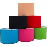Kinesiology Tape Uncut Mix Set | 6 Multicolored Rolls of Athletic Sports Tape | 16ft Length and 2'' Width | Waterproof • Skin-Friendly • Elastic | Ideal for Sports | axion
