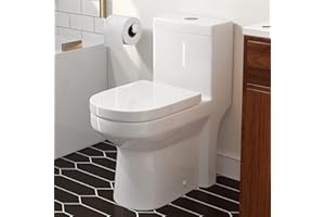 HOROW HWMT-8733S Small Toilet 25" Long x 13.4" Wide x 28.4" High 1-Piece Short Compact Bathroom Tiny Mini Commode Water Closet Dual Flush Concealed Trapway, 12'' Rough-in