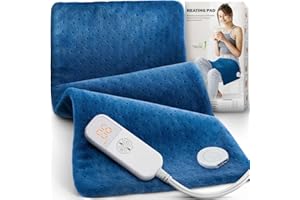 FANATATO Electric Heating Pad for Back Pain & Cramps - Gifts for Women, Men, Mom, Dad, Christmas, Mothers Day, Fathers Day - Soft Machine Wash Fabric, Auto Shut Off, Moist Heat for Neck, Shoulder, 12"x24" Blue