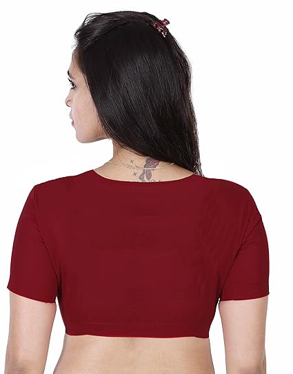 Women's High back neck readymade blouse, Maroon
