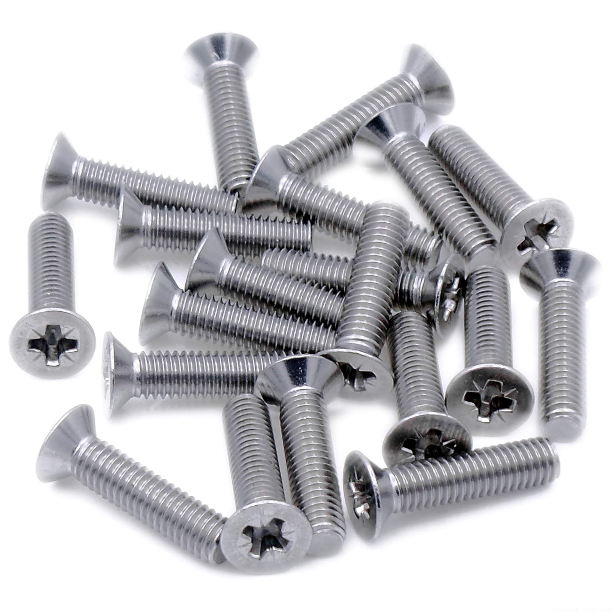 M1.6 (1.6mm x 12mm) Pozi Countersunk Machine Screw (Bolt) - Stainless Steel (A2) (Pack of 20)