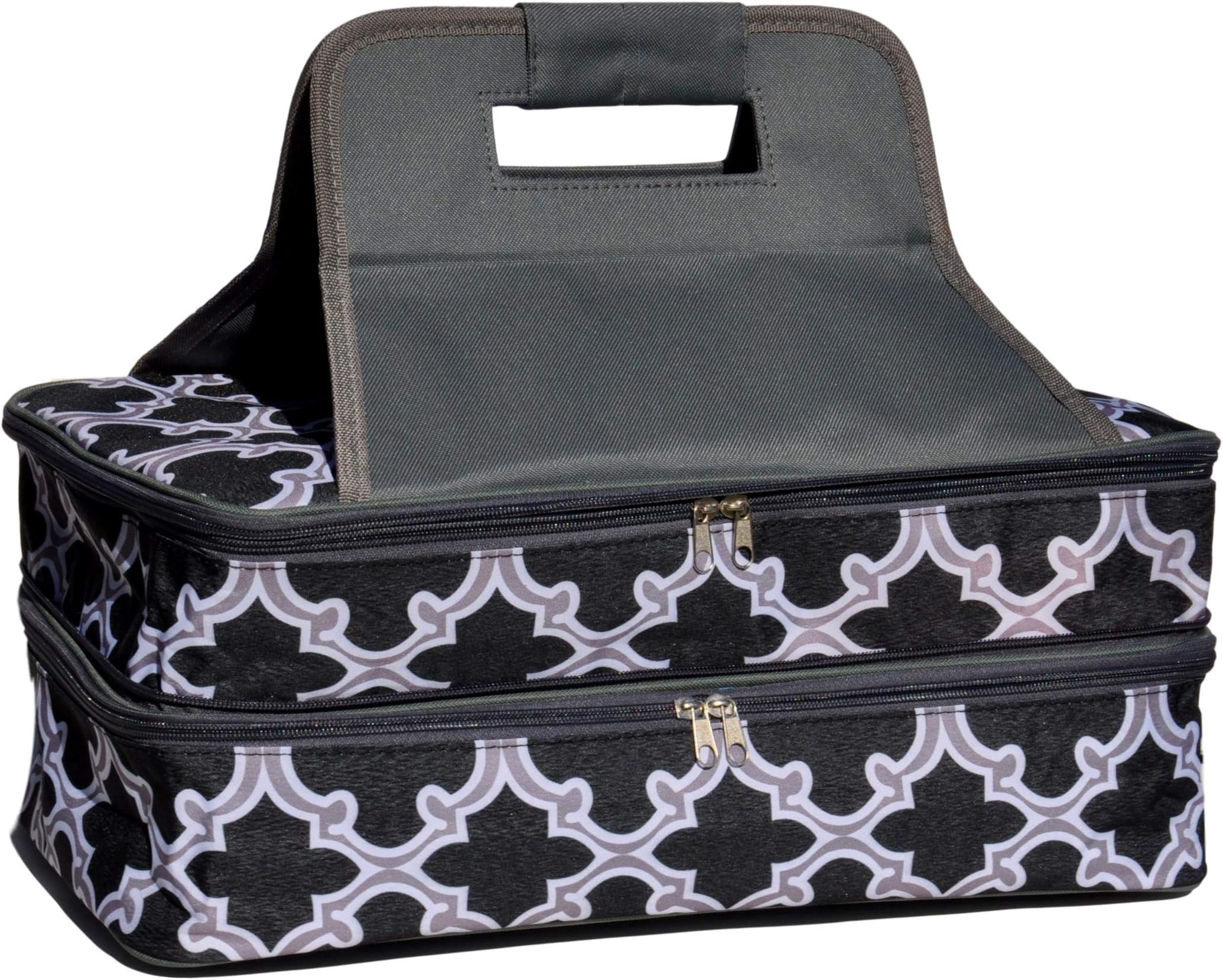 BLACK Double Thermal Expandable Insulated Large Hot Cold Lasagna Pan Potluck Casserole Dish Food Carrier (Color1) Fun Valentine Mothers Day Gift for Mom Wife Her