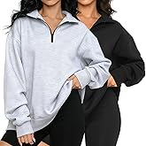 Chicingyou 2 Pack Quarter Zip Pullover Women Fleece Half Zip Oversized Sweatshirts Long Sleeve Shirts Fall Clothes