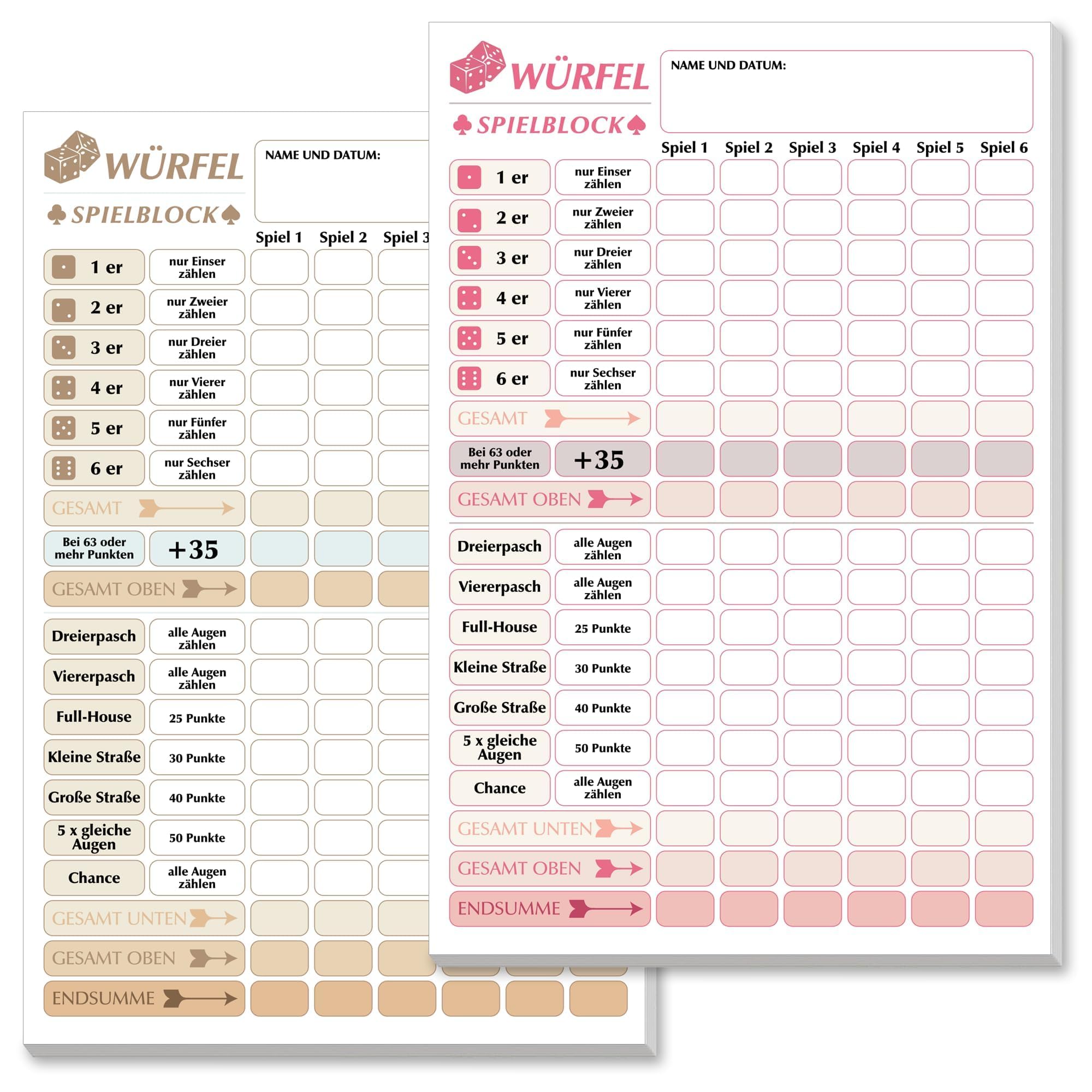 BIROYAL Block Dice Game Red Brown