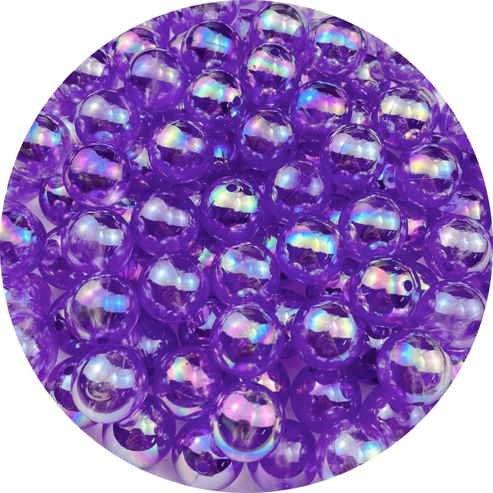 Photo 1 of 1000pcs Acrylic Round Beads 6mm AB Colors Craft Beads Round Spacer Beads with Holes for Earring Bracelet Necklace Key Chains Jewelry Making(Violet AB)