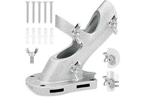 1" Flag Pole Holder for Outside House, REERON 2-Positions Metal Flagpole Bracket Mounts, Aluminium Rustproof Flag Pole Wall Porch Mounting Brackets with 3 Fixed Holes & Steel Hardwares (Silver-1 Pack)