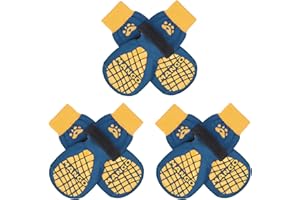 BEAUTYZOO Anti-Slip Dog Socks,Dog Shoes for Hot/Cold Pavement,Paw Protectors with Grips 3 Pairs for Puppy Small Medium Large Senior Old Dogs,Dog Socks to Prevent Licking and Hardwood Floor Protection