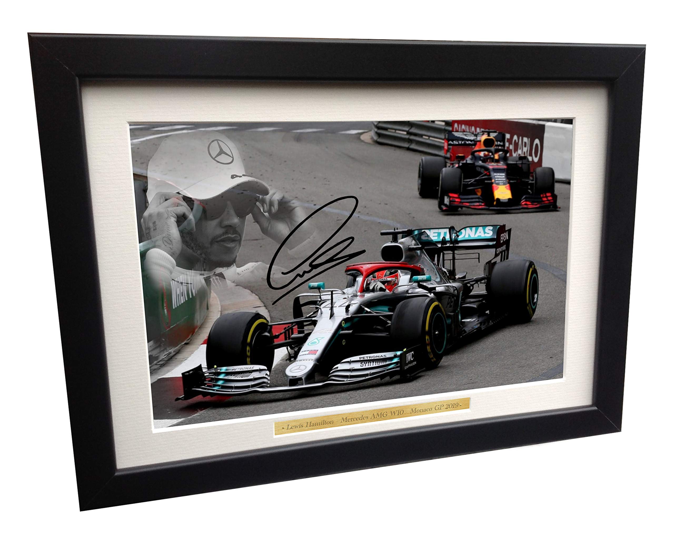 Kitbags & Lockers Lewis Hamilton - Mercedes-AMG W10 - Monaco GP 2019 - A4 12x8 Signed Lewis Hamilton - Mercedes-AMG Petronas - Autographed Photo Photograph Picture Frame Motor Sport Formula 1 F1 Gift
