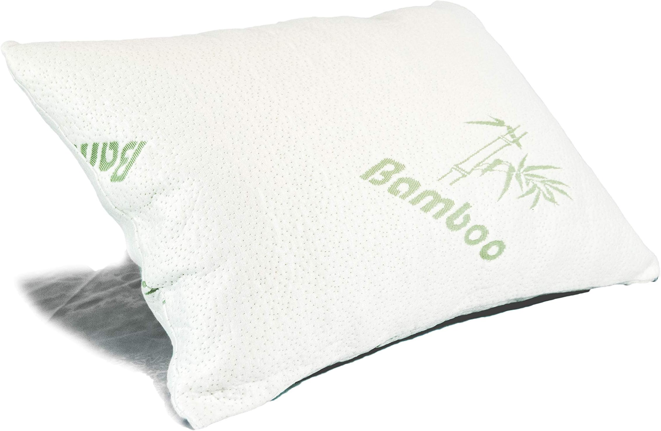 Bamboo Memory Foam Pillow, Removable Cover with Zipper, Incredibly Soft & Smooth Hypoallergenic Helps Relieves Snoring; Insomnia, Asthma, Neck Pain, TMJ, Migraines (1 Queen/Standard Sized)