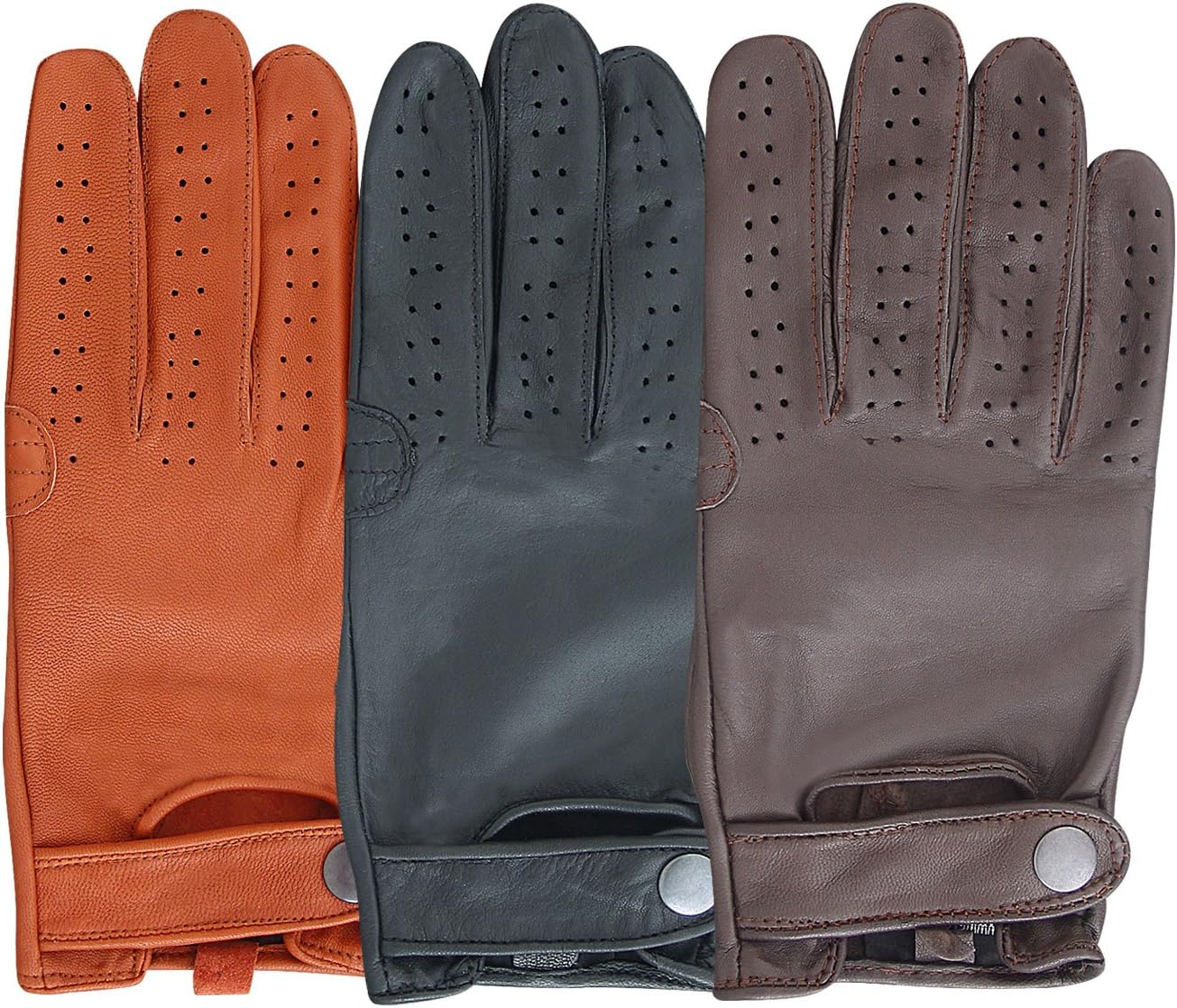 OuterskinMens Pair Of Classic Genuine Soft Nappa Leather Driving Gloves Dress Fashion Motorbike Vintage Style