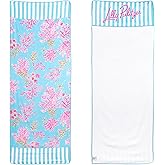 Lilly Pulitzer Cotton Beach Chaise Lounge Towel, Plush Chair Cover 30" x 81.75" Pool Towel (Royal Coral)