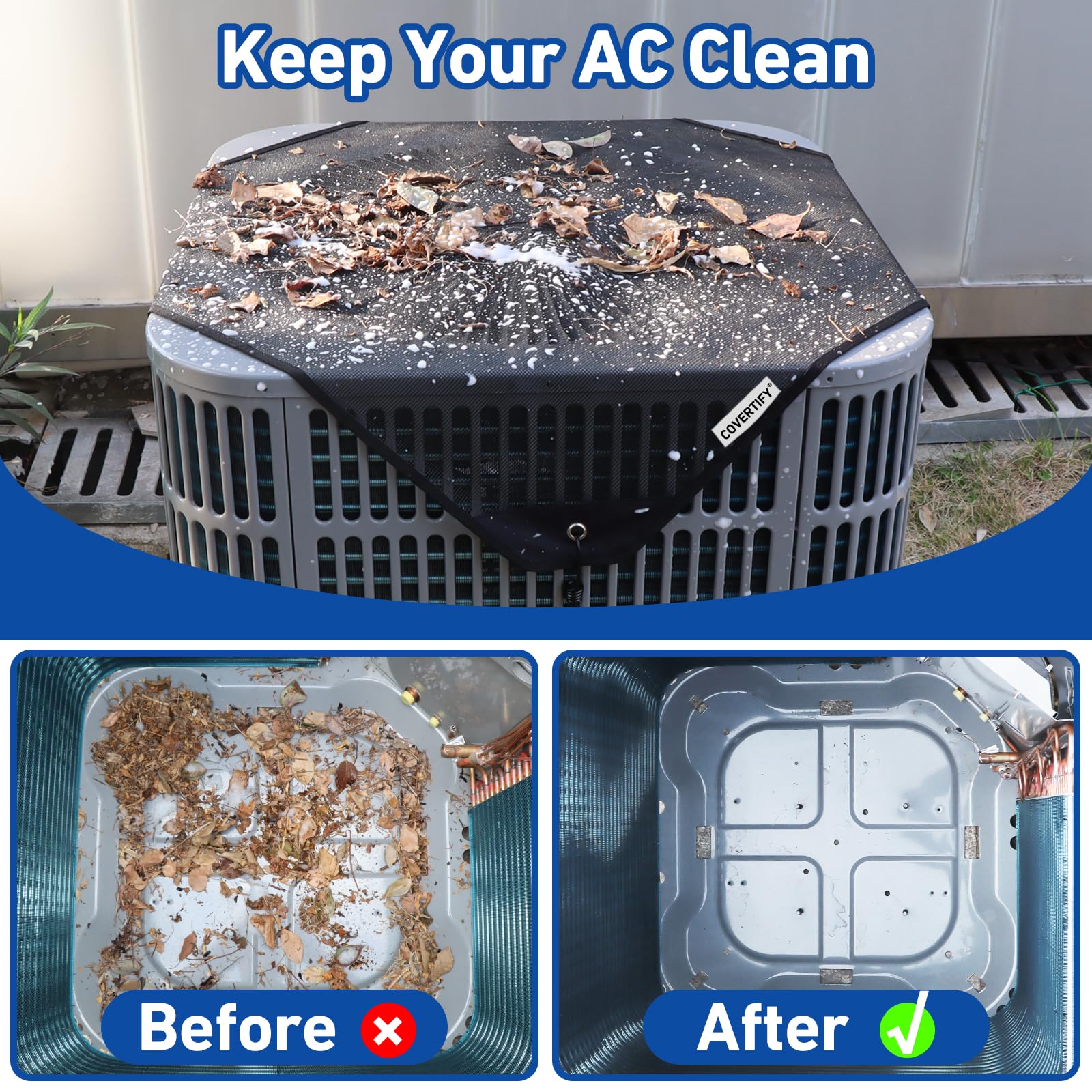 Central Air Conditioner Covers for Outside 36'' X 36'', Mesh AC Covers for Outside Unit, Breathable AC Conditioning Condenser Compressor Cover - Top Universal Defener for All Season