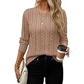 YUCOLEN Womens Sweater Cable Knit Long Sleeve Pullover Top Casual Crew Neck 2026 Spring Trendy Lightweight Outfits