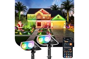 Linkind Smart Solar Spot Lights Outdoor SL5C, Solar Lights Outdoor Spotlight Color Changing APP/Voice Control Landscape Lighting, IP67 Christmas Decorations for Yard, Garden, Pathway(2 Pack)