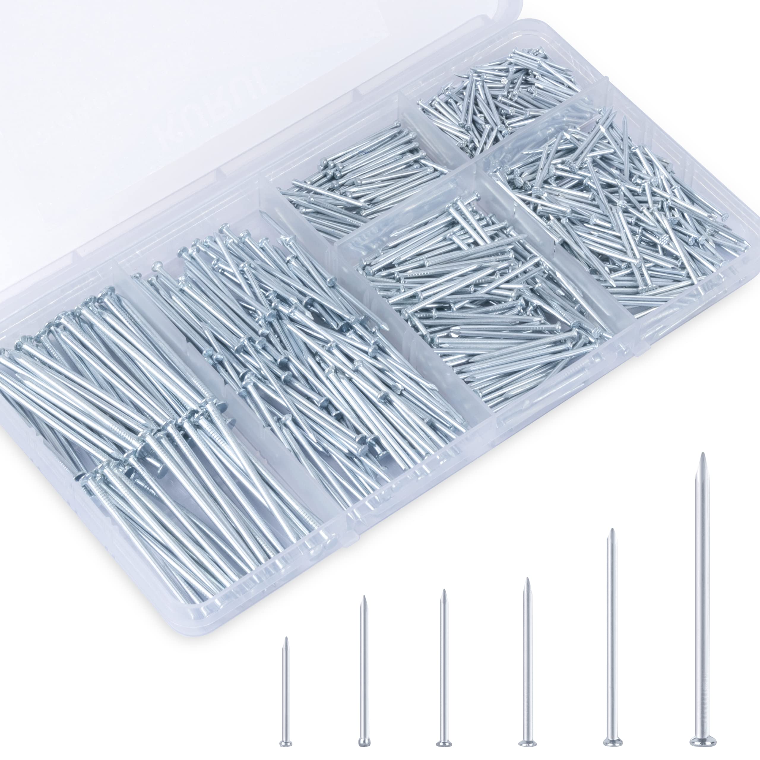 150pcs Picture Hanging Nails - 3 Sizes Black Nails With Storage Box For Drywall