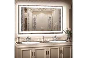 SHUAFA LED Mirror for Bathroom, 60x36 Inch Backlit + Front Lighted Bathroom Mirror with Lights, High-Density Double Light Str