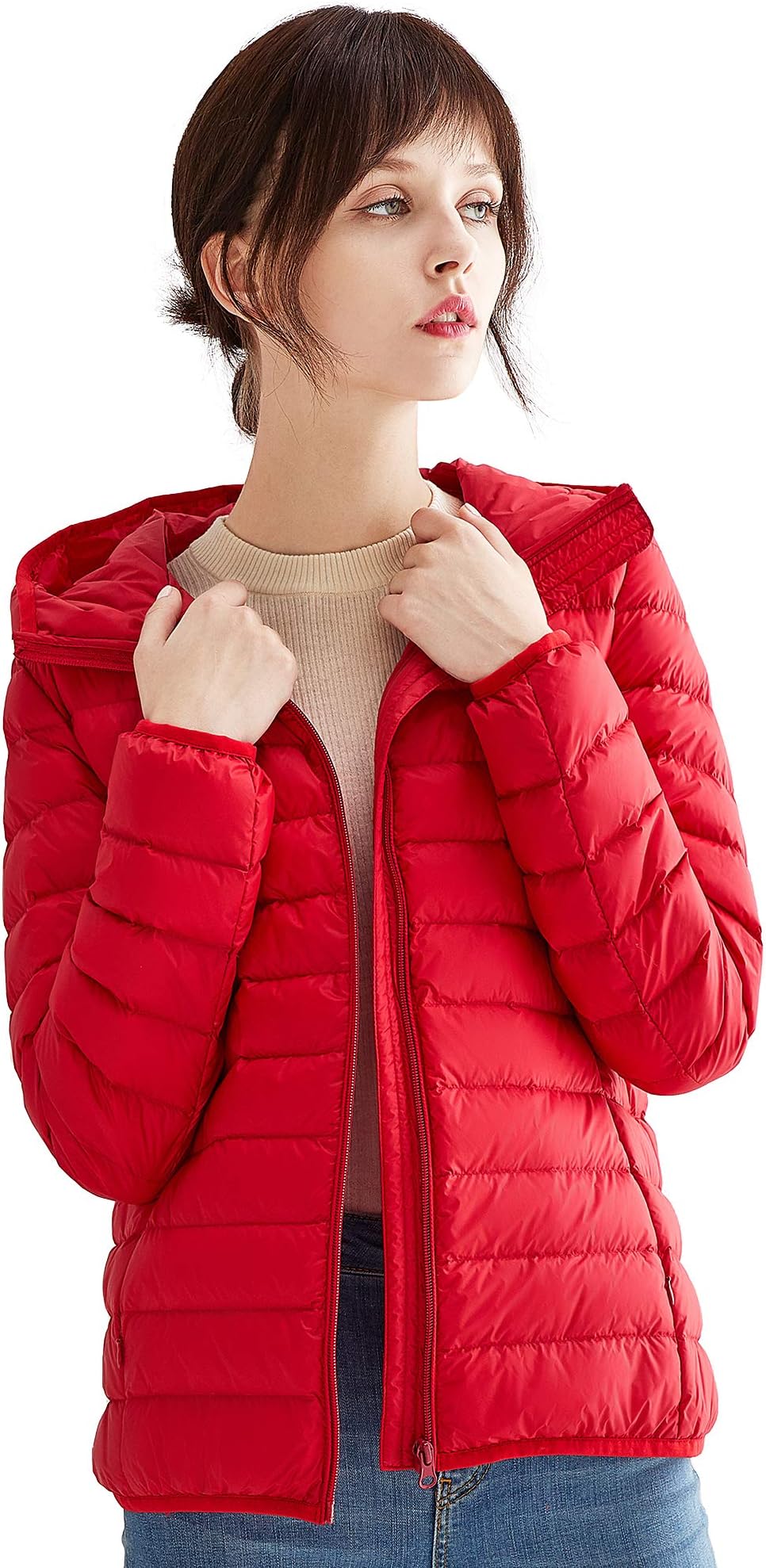 VUTOLEE Women Lightweight Down Jacket Hooded - Packable Ultralight Down Hooded Coat Breathable Warm Winter Outwear Coat L02