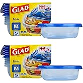 Glad GladWare Entree Food Storage Containers, Medium, 25 Oz, 5 Count, 2-Pk | Lock-tight seal for meal prep and lunches, microwave and dishwasher safe