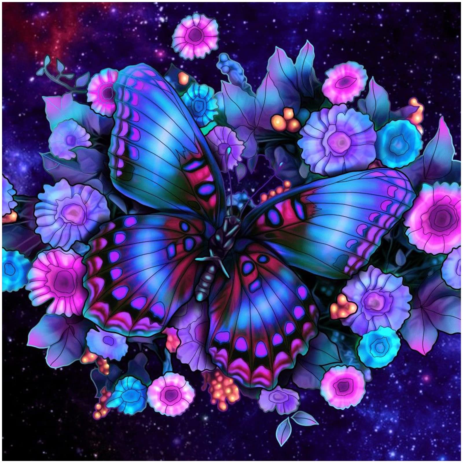 AIRDEA 35x35cm 5D Butterfly Diamond Carft Painting Kits for Adults, DIY Flowers Diamond Carft Painting Kits, Round Full Drill Butterfly Diamond Art Kits Animal Gem Art Painting Picture Home Wall Decor — image 1