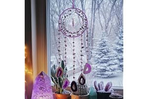 DREAMOCEAN Purple Dream Catchers Crystal Dreamcatcher with Agate Amethyst Dream Catcher Sun Catchers with Crystals Wall Window Hanging Ornament Home Decor Gift for Girls Boys Adults