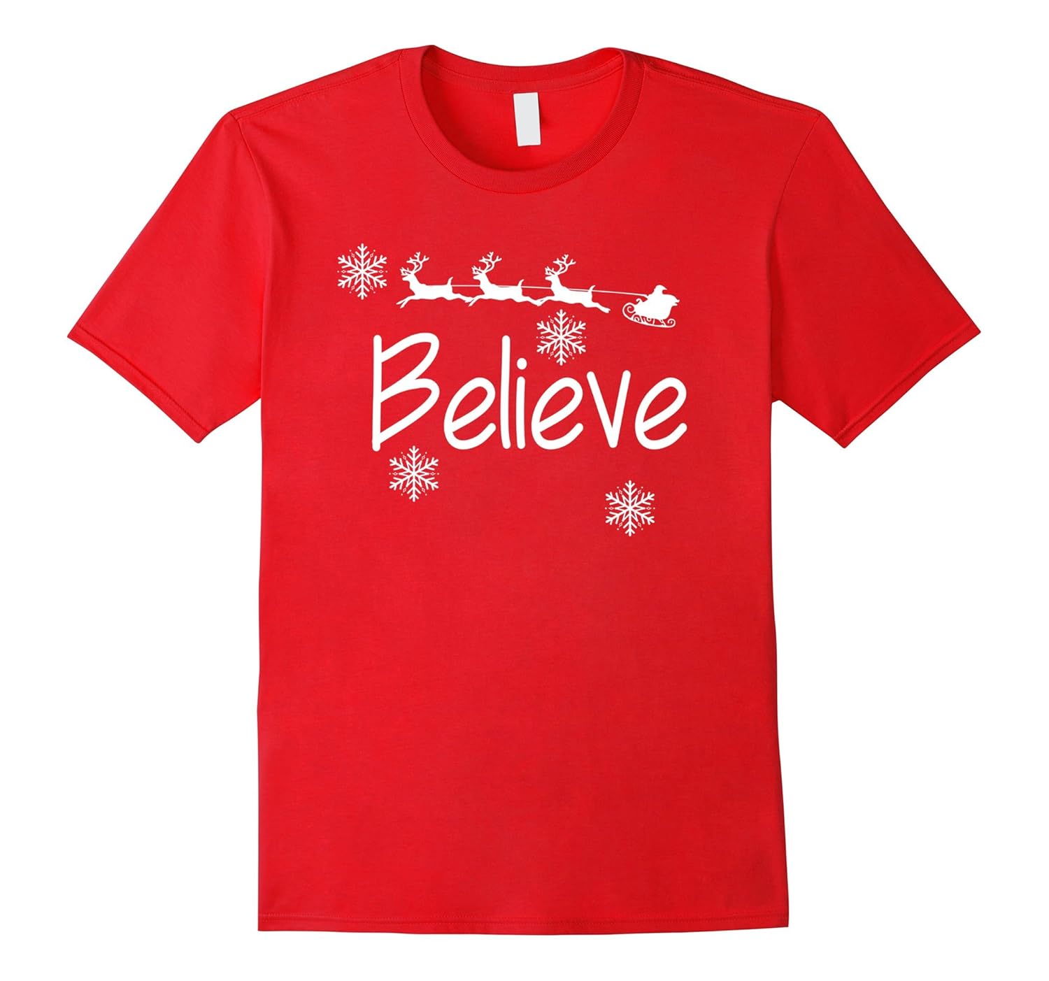 Believe Holiday Christmas Santa Short Sleeve T-Shirt-ANZ