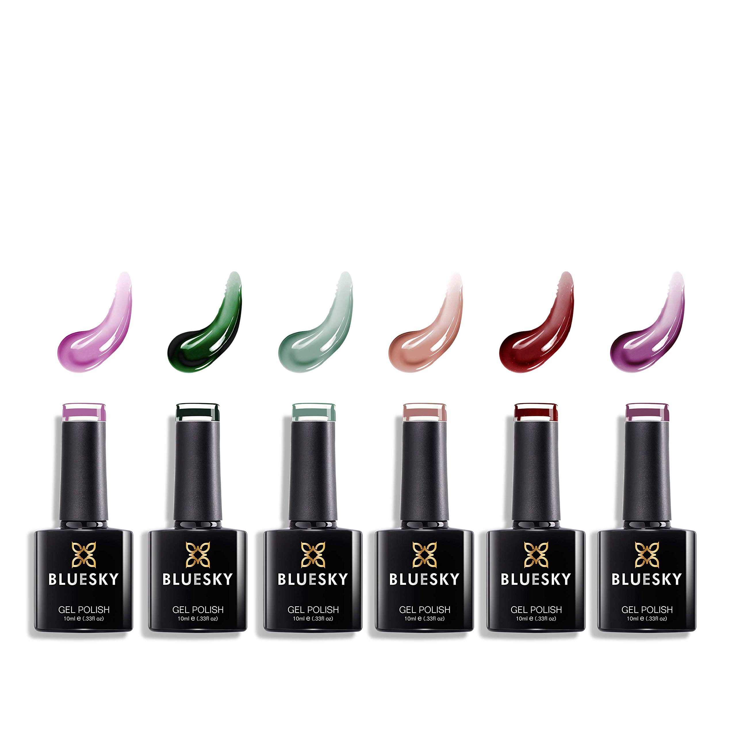 Bluesky Gel Nail Polishes, Lucky Set 1, 6 x 10ml, Purple, Green, Brown (Requires Curing Under LED/UV Nail Lamp)