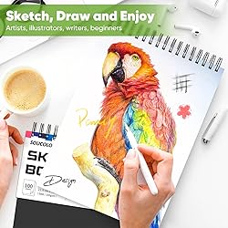 Soucolor 9" x 12" Sketch Book, 1-Pack 100 Sheets