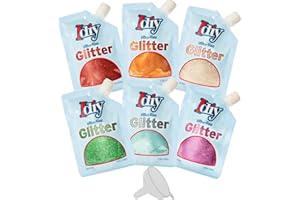 iDIY Ultra Fine Glitter (100g, 3.5 oz Pouch)w Easy-Pour Bag and Funnel-Rainbow Colors Extra Fine -Non-Toxic, DIY Arts & Craft