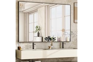 HARRITPURE 30 "x40 Rectangular Bathroom Mirror Black Wall Mirror Aluminium Alloy Frame Wall-Mounted Mirror for Entryway Bedroom Living Room