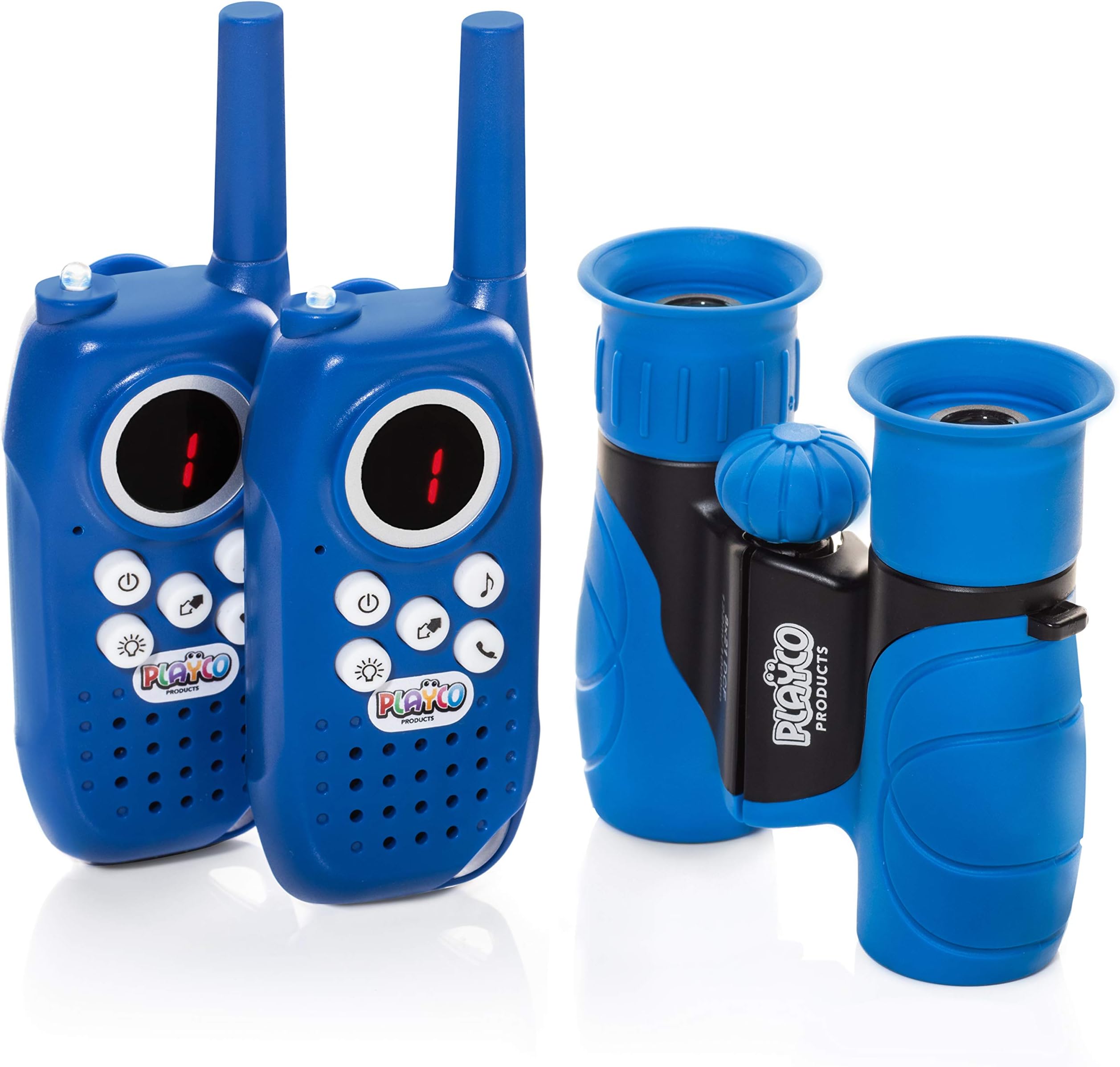 Walkie Talkies and Binoculars for Kids by Playco - 2 Mile Range, Crystal Clear Sound, 8X21 Optical Lens - Keep it Simple with Our Easy to Learn 3 Channel Design - Great for Boys and Girls of All Ages