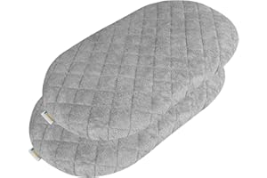 Bamuho 2 Pack Bassinet Mattress Pad Cover for Hourglass/Oval Bassinet Mattress, Waterproof Viscose Made from Bamboo Bassinet Mattress Protector with Elastic Bed Skirt, 30"×18" Gray