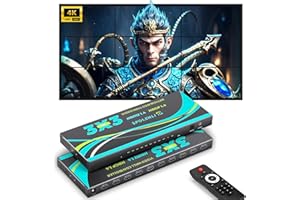 Spolehli 4K Video Wall Controller 3x3, Video Wall Processor with 13 Splicing Modes @60Hz, 180°Rotation, 3.5mm Audio Output, IR Remote– 9 TV Screens into 1 Display 3x3 3x2 2x2 3x1 1x4 2x3 4x2 2x4