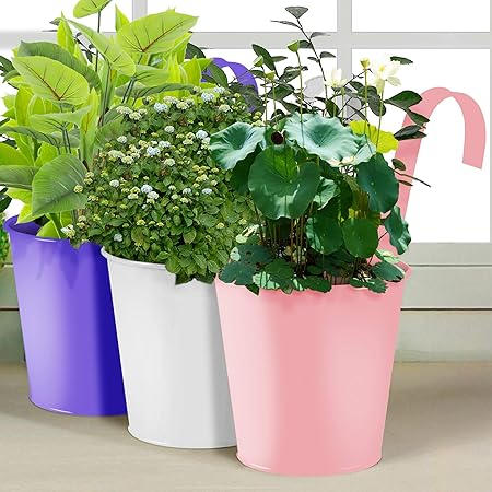 Story@Home Hanging Round Railing Planter, Plant Holder - Pack of 3