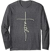 Faith Cross Minimalist Christian Design for Believers Long Sleeve T-Shirt