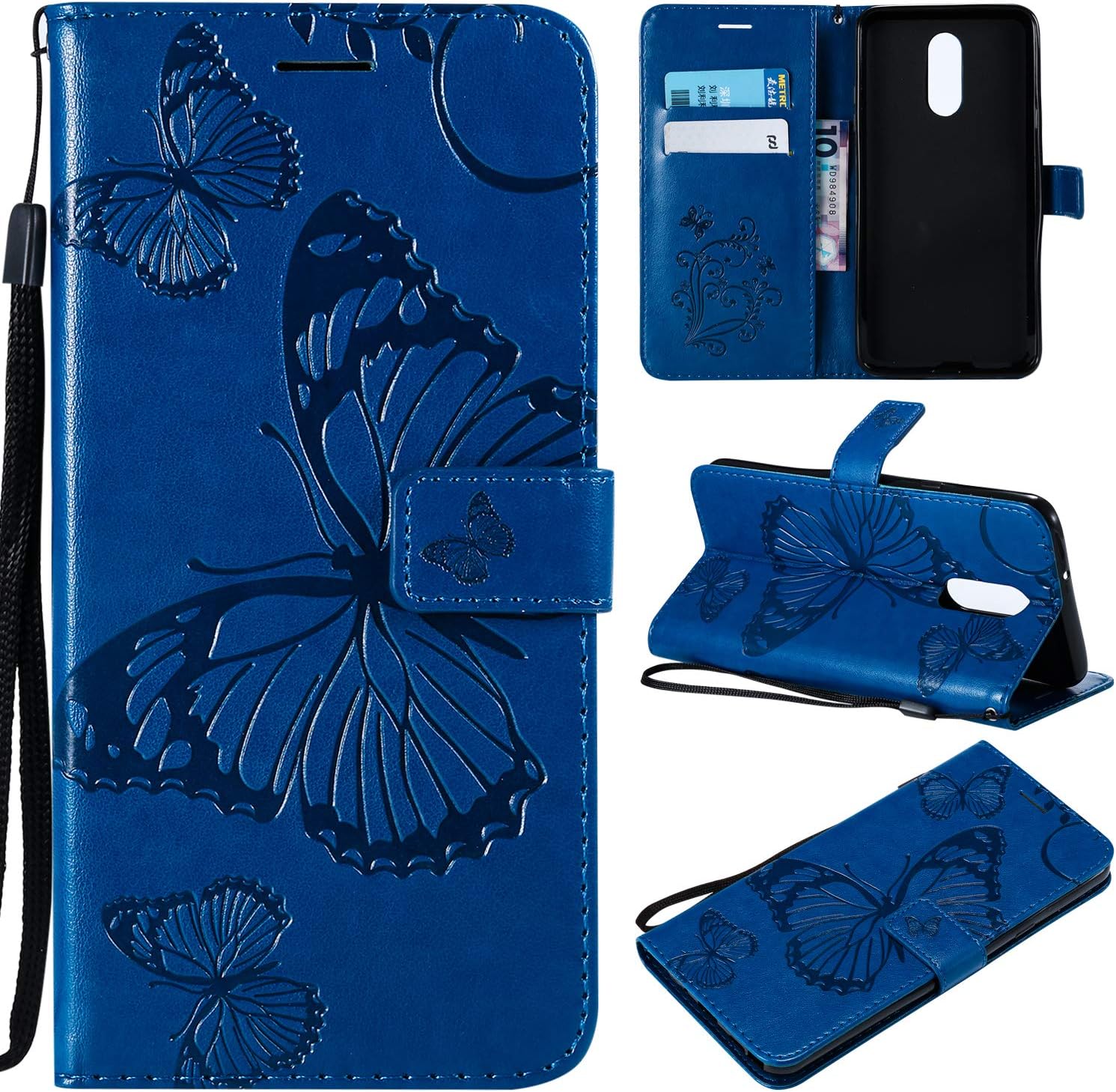 Best lg stylo 4 case kickstand flip pu wallet leather wrist strap