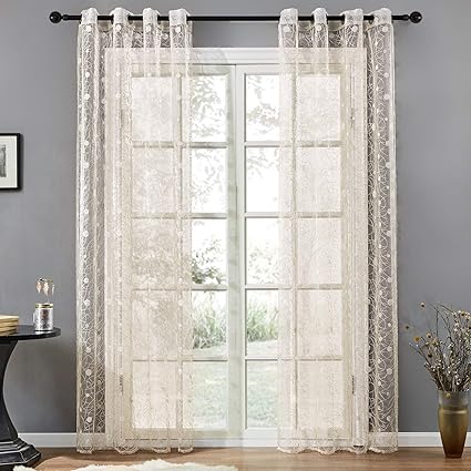 Topfinel Voile Curtains Eyelet Embroidered Glass Yarn Window
