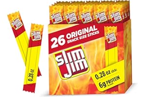 Slim Jim Smoked Meat Sticks, Original Flavor, 6g Protein Per Serving, Snack Size, Stocking Stuffer, 0.28 oz. (26 Count)