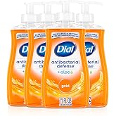 Dial Antibacterial Defense Liquid Hand Soap + Aloe, Gold Scent, 11 Fl Oz (Pack of 4), Dermatologist-Tested Hand Wash, Gentle Formula
