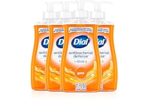 Dial Antibacterial Defense Liquid Hand Soap + Aloe, Gold Scent, 11 Fl Oz (Pack of 4), Dermatologist-Tested Hand Wash, Gentle Formula