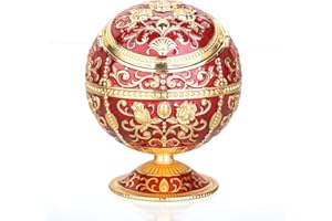 LAUYOO Windproof Ashtray with Lid for Cigarettes Metal Portable Cigar Ashtray Odor Eliminator for Indoor outdoor Hand Stamped Rose Pattern with Sparkle Fancy Gift for Men Women (Dark Red-Gold Rose)