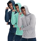 TELALEO 3 Pack Men's UPF 50+ Sun Protection Lightweight Hoodie Performance Long Sleeve SPF UV Shirt for Fishing Running