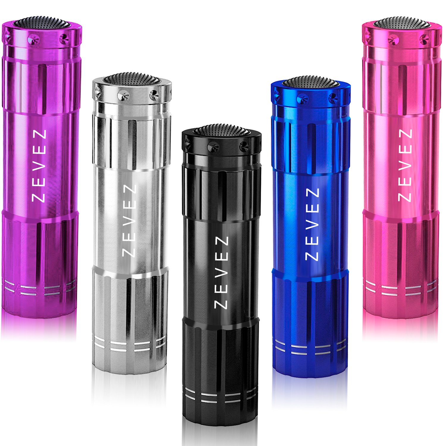 ZEVEZ F1 LED Flashlight High Powered 9 LED Mini Bright Tiny Small Kids Pocket Keychain, Best Outdoor DEC Tools For Emergency, Assorted Colors, 5 Piece